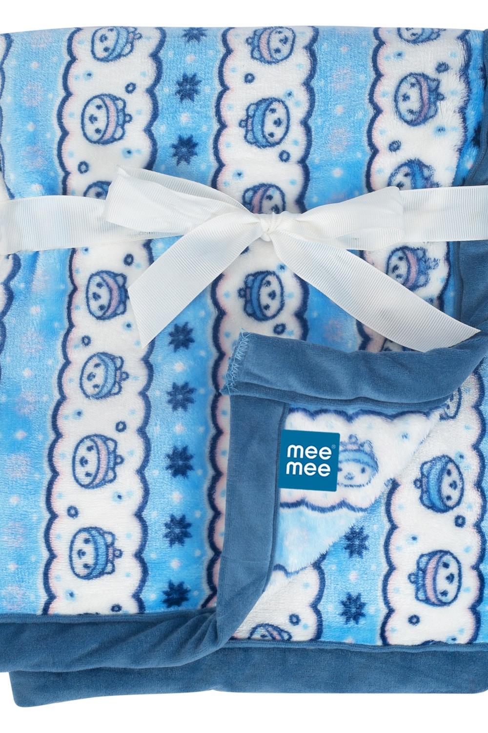 Mee Mee Soft, Comfortable Baby Blanket for Infant and Toddler (Double Layered, Puppy Print-Blue)